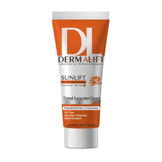 کرم ضد آفتاب رنگی درمالیفت با SPF50 مناسب پوست چرب حجم 40 میلی لیتر/ بژ روشن
