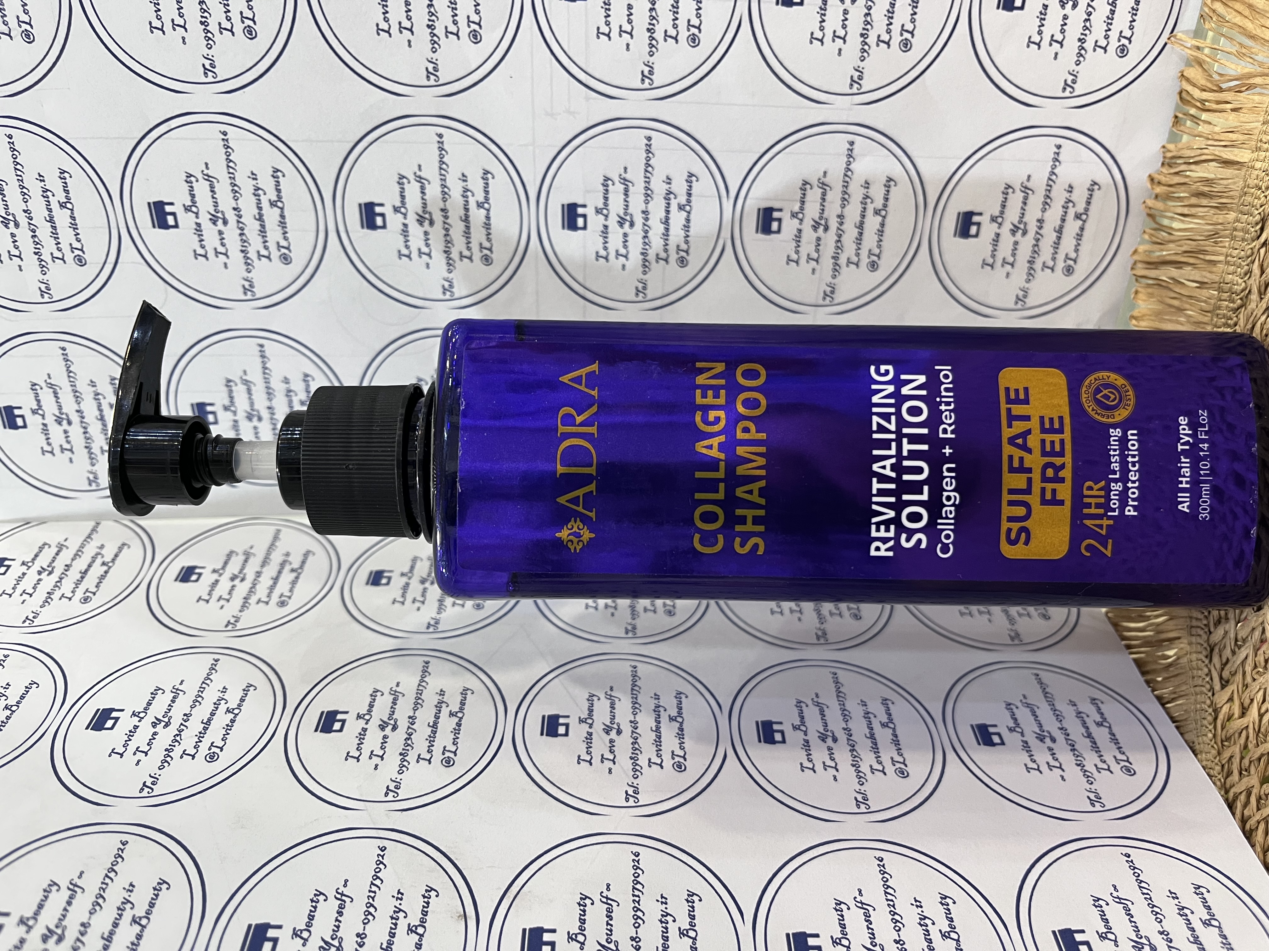 شامپو احیا کننده آدرا حاوی کلاژنو رتینول فاقد سولفات حجم 300ml