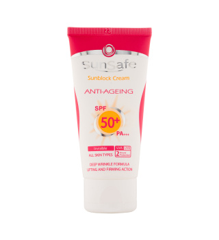 کرم ضد آفتاب و ضد چروک سان سیف  رنگی SPF50/ بژ روشن