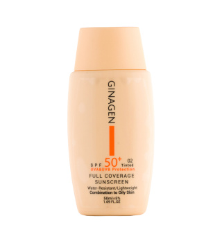 کرم ضد آفتاب رنگی ژیناژن مدل SPF50 شماره 02 مناسب پوست چرب و مختلط حجم 50 میلی لیتر