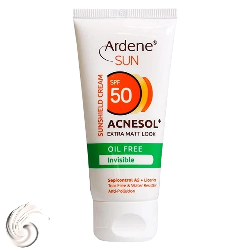 کرم ضد آفتاب رنگی آردن مدل Ardene Sun Acnesol با SPF50 بی رنگ فاقد چربی
