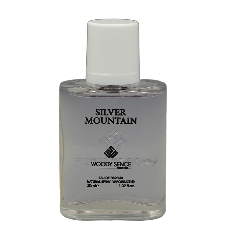 عطر جیبی مردانه وودی سنس مدل silver montian با رایحه خنک حجم 30 میلی‌لیتر