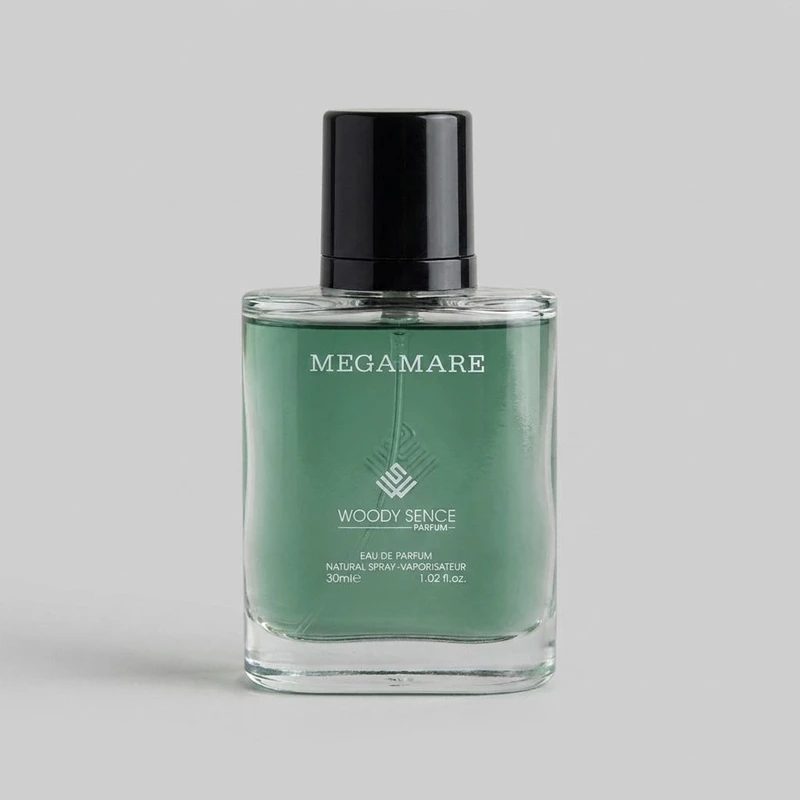 عطر جیبی وودی سنس مدل مگاماره با رایحه خنک و تلخ، ماندگاری زیاد، مناسب استفاده روز و شب، حجم 30 میلی‌لیتر
